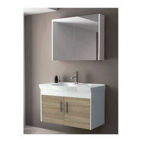 Ece Banyo Gama 90 cm Sonoma Meşe Beyaz Banyo Dolabı