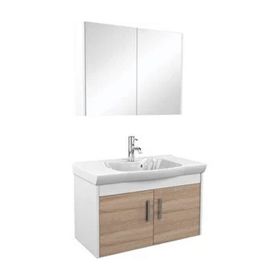 Ece Banyo Gama 90 cm Sonoma Meşe Beyaz Banyo Dolabı