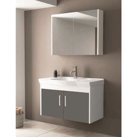 Ece Banyo Gama 91 cm Antrasit Beyaz Banyo Dolabı Seti