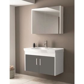 Ece Banyo Gama 91 cm Antrasit Beyaz Banyo Dolabı Seti