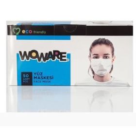 Ece Woware Lastikli Telli 50'li Beyaz Cerrahi Yüz Maskesi