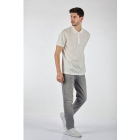 Ecer 60122212 Beyaz Polo Yaka Rahat Kesim Kısa Kollu Erkek T-Shirt