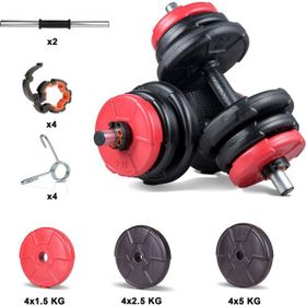 Ecgspor 36 kg Kırmızı Siyah Dambıl Seti