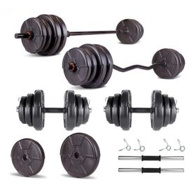 Ecgspor Hero Serisi 38 kg Z Bar Dambıl Seti ve Fitness Ağırlık Seti