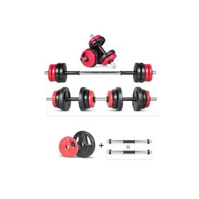 Ecgspor Yıldız Serisi 12 kg Multifonksiyonel Kırmızı Siyah Halter Seti ve Dambıl Seti
