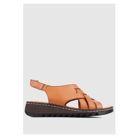 Eclipse 4288200510200 Taba Deri Kadın Konfor Sandalet