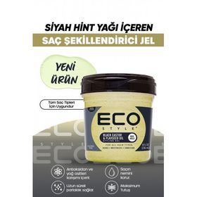 Eco Style Siyah Hint Yağı ve Keten Tohumu 236 ml Saç Şekillendirici
