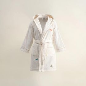 Ecocotton %100 Organik Pamuk Nakışlı Nina Krem Sarı Kız Çocuk Bornoz