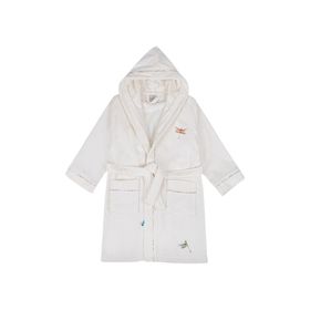 Ecocotton %100 Organik Pamuk Nakışlı Nina Krem Sarı Kız Çocuk Bornoz