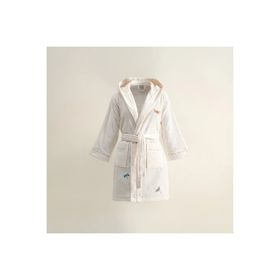 Ecocotton %100 Organik Pamuk Nakışlı Nina Krem Sarı Kız Çocuk Bornoz