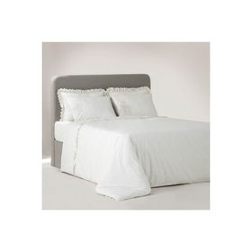 Ecocotton 240x220 cm 100 Organik Pamuk Perkal Nakışlı Krem Elsa Battal Boy Nevresim Takımı