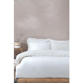 Ecocotton 240x220 cm 100 Organik Pamuk Perkal Nakışlı Krem Elsa Battal Boy Nevresim Takımı