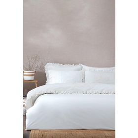 Ecocotton 240x220 cm 100 Organik Pamuk Perkal Nakışlı Krem Elsa Battal Boy Nevresim Takımı