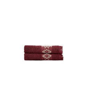 Ecocotton 2'li 50x80 cm %100 Pamuk Jakarlı Bordo Green Black Hareke El Yüz Havlusu