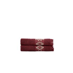 Ecocotton 2'li 50x80 cm %100 Pamuk Jakarlı Bordo Green Black Hareke El Yüz Havlusu
