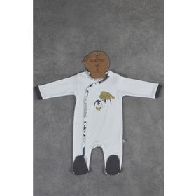 Ecocotton 3-6 Ay Beyaz Pingu Baskısız Tulum