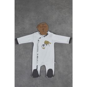 Ecocotton 3-6 Ay Beyaz Pingu Baskısız Tulum