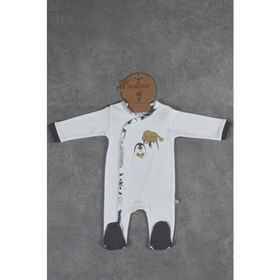 Ecocotton 3-6 Ay Beyaz Pingu Baskısız Tulum