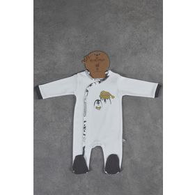 Ecocotton 3-6 Ay Beyaz Pingu Baskısız Tulum