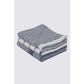 Ecocotton 40x60 cm 3'lü %100 Pamuklu İplik Boyalı Özel Dokuma Açık Mavi Krem Elis Kurulama Havlusu