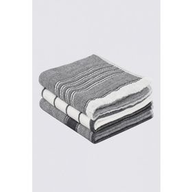 Ecocotton 40x60 cm 3'lü %100 Pamuklu İplik Boyalı Özel Dokuma Siyah Krem Elis Kurulama Havlusu