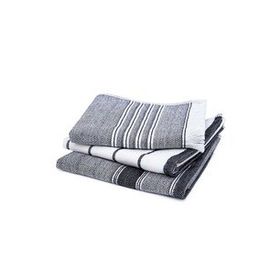 Ecocotton 40x60 cm 3'lü %100 Pamuklu İplik Boyalı Özel Dokuma Siyah Krem Elis Kurulama Havlusu