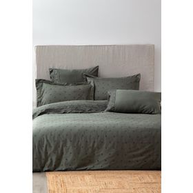 Ecocotton Ahter Pamuk Saten Brodeli %100 Battal Boy Organik Yeşil 240x220 cm Nevresim Takımı