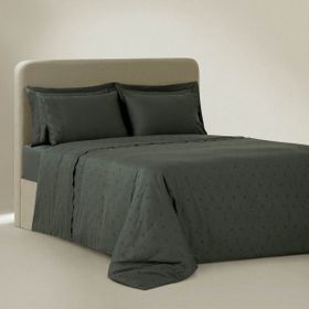 Ecocotton Ahter Pamuk Saten Brodeli %100 Battal Boy Organik Yeşil 240x220 cm Nevresim Takımı