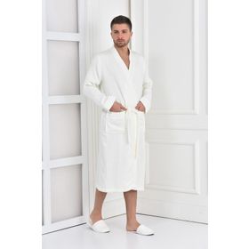 Ecocotton Alessa %100 Organik Pamuk Jakarlı Krem Erkek Pike Bornoz
