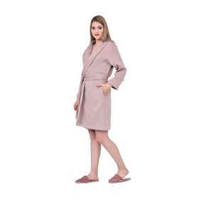 Ecocotton Alessa %100 Organik Pamuk Jakarlı Pudra L Kadın Pike Bornoz