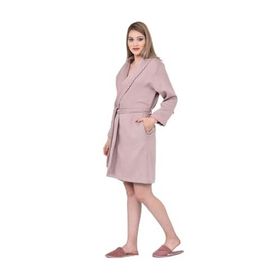 Ecocotton Alessa %100 Organik Pamuk Jakarlı Pudra L Kadın Pike Bornoz