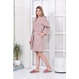 Ecocotton Alessa %100 Organik Pamuk Jakarlı Pudra L Kadın Pike Bornoz