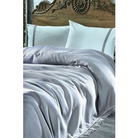 Ecocotton Alessa Gri Çift Kişilik Organik Pike Takımı