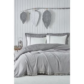 Ecocotton Alessa Gri Çift Kişilik Organik Pike Takımı