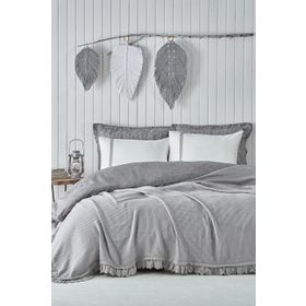 Ecocotton Alessa Gri Çift Kişilik Organik Pike Takımı