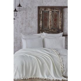 Ecocotton Alessa Krem Çift Kişilik Organik Pike Takımı