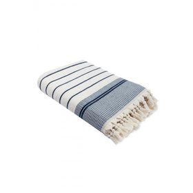 Ecocotton Arden 100 Organik Pamuk Karışımlı Kenevir Lacivert-Bej 70x140 cm Banyo Havlusu