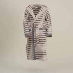 Ecocotton Arden %100 Organik Pamuk Kenevir Karışımlı Çizgili Lacivert Erkek Bornoz