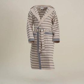 Ecocotton Arden %100 Organik Pamuk Kenevir Karışımlı Çizgili Lacivert Erkek Bornoz