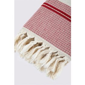 Ecocotton Arden Kırmızı-Bej 50x80 cm %100 Organik Pamuk Karışımlı Kenevir Havlu