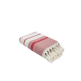 Ecocotton Arden Kırmızı-Bej 50x80 cm %100 Organik Pamuk Karışımlı Kenevir Havlu