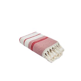 Ecocotton Arden Kırmızı-Bej 50x80 cm %100 Organik Pamuk Karışımlı Kenevir Havlu