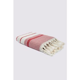 Ecocotton Arden Kırmızı-Bej 50x80 cm %100 Organik Pamuk Karışımlı Kenevir Havlu