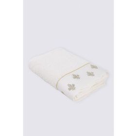 Ecocotton Aslışah Nakışlı Krem 80x150 cm Banyo Havlusu