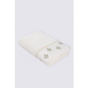 Ecocotton Aslışah Nakışlı Krem 80x150 cm Banyo Havlusu