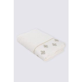 Ecocotton Aslışah Nakışlı Krem 80x150 cm Banyo Havlusu