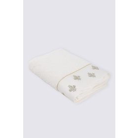 Ecocotton Aslışah Nakışlı Krem 80x150 cm Banyo Havlusu