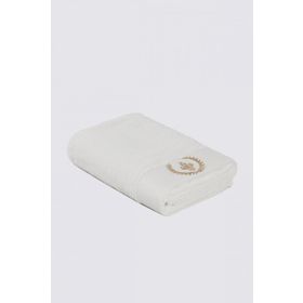 Ecocotton Aslışah Nakışlı Krem 80x150 cm Erkek Banyo Havlusu