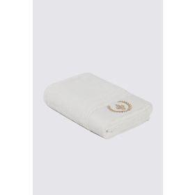 Ecocotton Aslışah Nakışlı Krem 80x150 cm Erkek Banyo Havlusu