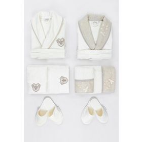 Ecocotton Ayliz %100 Organik Pamuk 10 Parça Aile Bornoz Seti